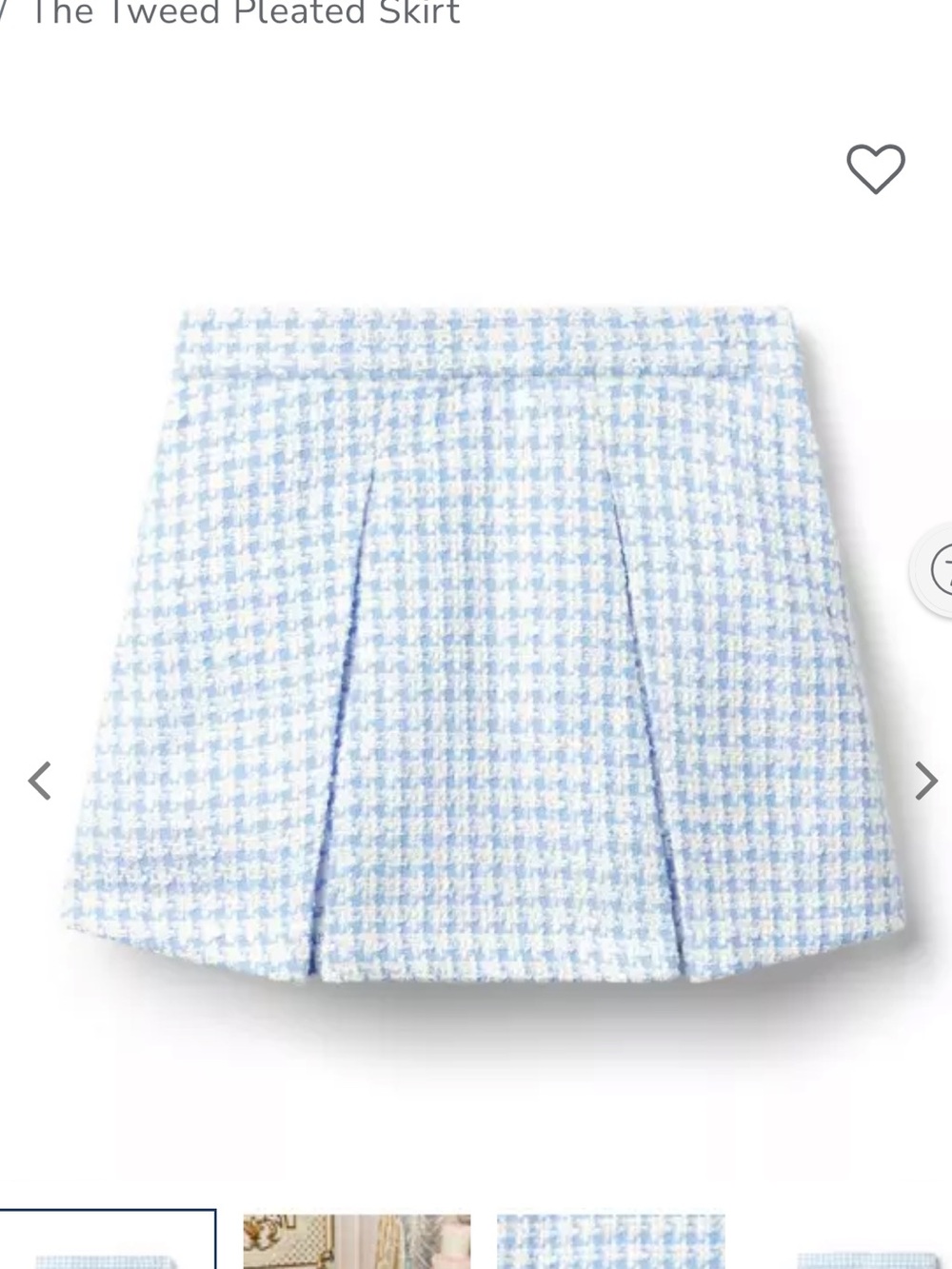 Light Blue Houndstooth Pleated Mini Skirt